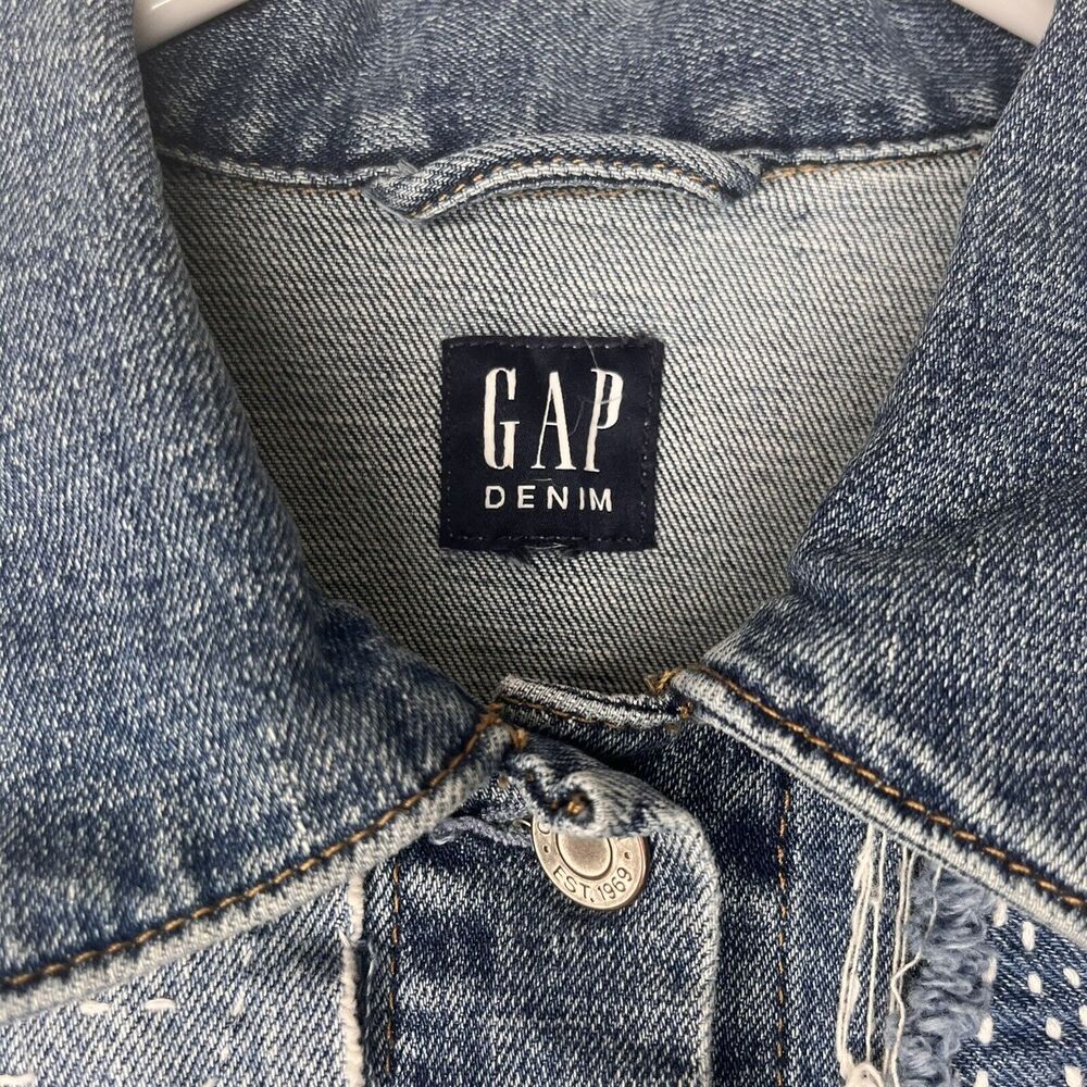 Hand Embroidered Patchwork Collage Gap Medium Was… - image 2